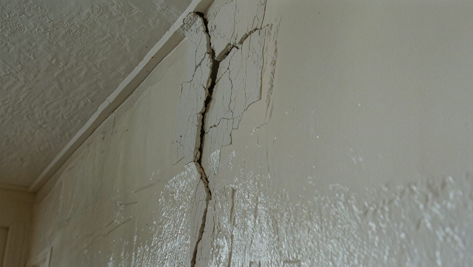 Drywall crack reopening along an old repaired seam